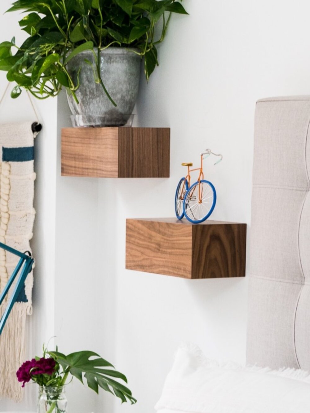 Room & Board Float Box Wall Shelves, Walnut, 12 in, Set of 2